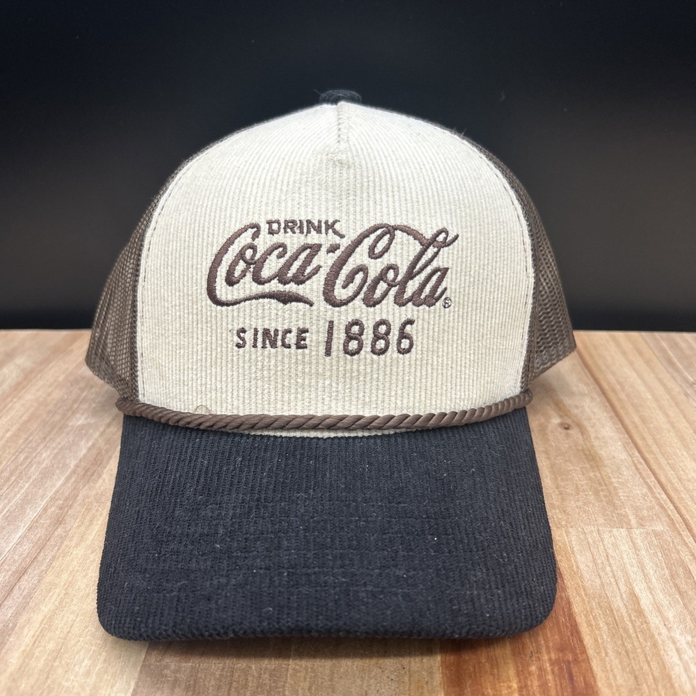 Coca Cola Trucker Hat, Corduroy Adjustable Snapback Baseball Cap with Curved New